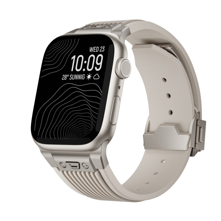 For Apple Watch Series 7 45mm Vertical Texture Titanium Buckle Elastic Silicone Watch Band(Starlight) - free shipping - PMC TechLife - Order now!