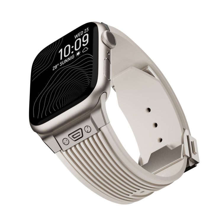 For Apple Watch Series 6 44mm Vertical Texture Titanium Buckle Elastic Silicone Watch Band(Starlight) - free shipping - PMC TechLife - Order now!