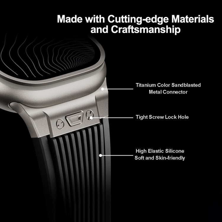 For Apple Watch SE 44mm Vertical Texture Titanium Buckle Elastic Silicone Watch Band(White) - free shipping - PMC TechLife - Order now!