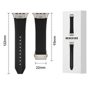 For Apple Watch Series 10 46mm Vertical Texture Titanium Buckle Elastic Silicone Watch Band(Black)