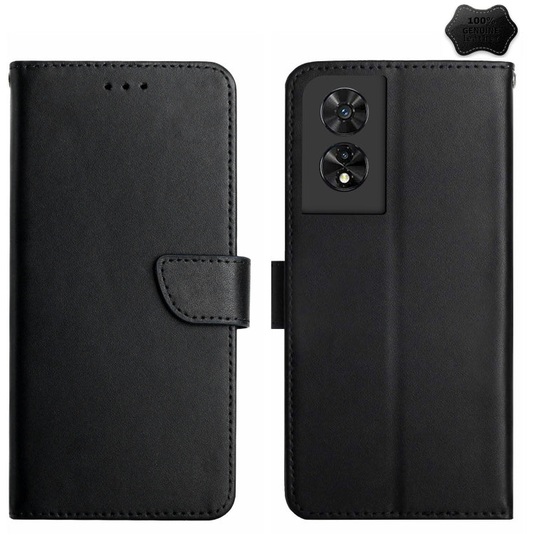 For TCL 50 SE/40 NxtPaper 4G Genuine Leather Fingerprint-proof Flip Phone Case(Black) - More Brand by PMC TechLife | Online Shopping South Africa | PMC TechLife | Buy Now Pay Later Mobicred