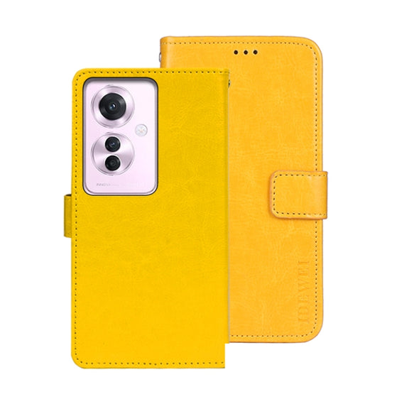 For OPPO Reno11 F 5G idewei Crazy Horse Texture Leather Phone Case(Yellow)
