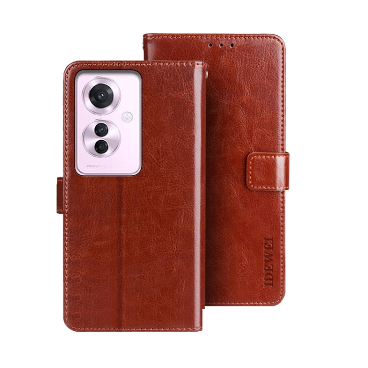 For OPPO Reno11 F 5G idewei Crazy Horse Texture Leather Phone Case(Brown) - free shipping - PMC Jewellery - Order now!