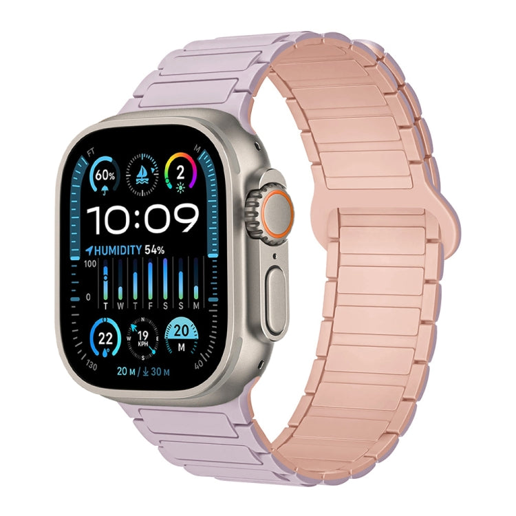 For Apple Watch Ultra 2 49mm I-Shaped Magnetic Silicone Watch Band(Light Purple Pink) - Watch Bands by PMC TechLife | Online Shopping South Africa | PMC TechLife