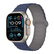 For Apple Watch Ultra 2 49mm I-Shaped Magnetic Silicone Watch Band(Indigo Gray)