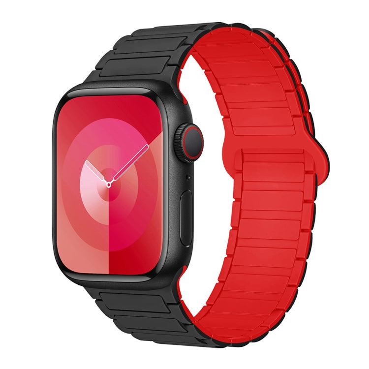 For Apple Watch Series 9 41mm I-Shaped Magnetic Silicone Watch Band(Black Red) - Watch Bands by PMC TechLife | Online Shopping South Africa | PMC TechLife