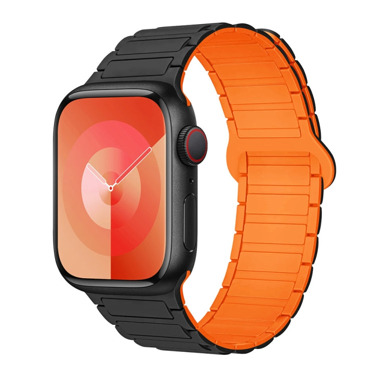 For Apple Watch Series 9 41mm I-Shaped Magnetic Silicone Watch Band(Black Orange) - free shipping - PMC TechLife - Order now!