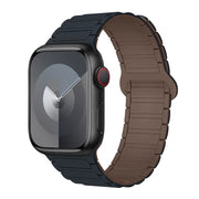 For Apple Watch Series 9 41mm I-Shaped Magnetic Silicone Watch Band(Midnight Chocolate)