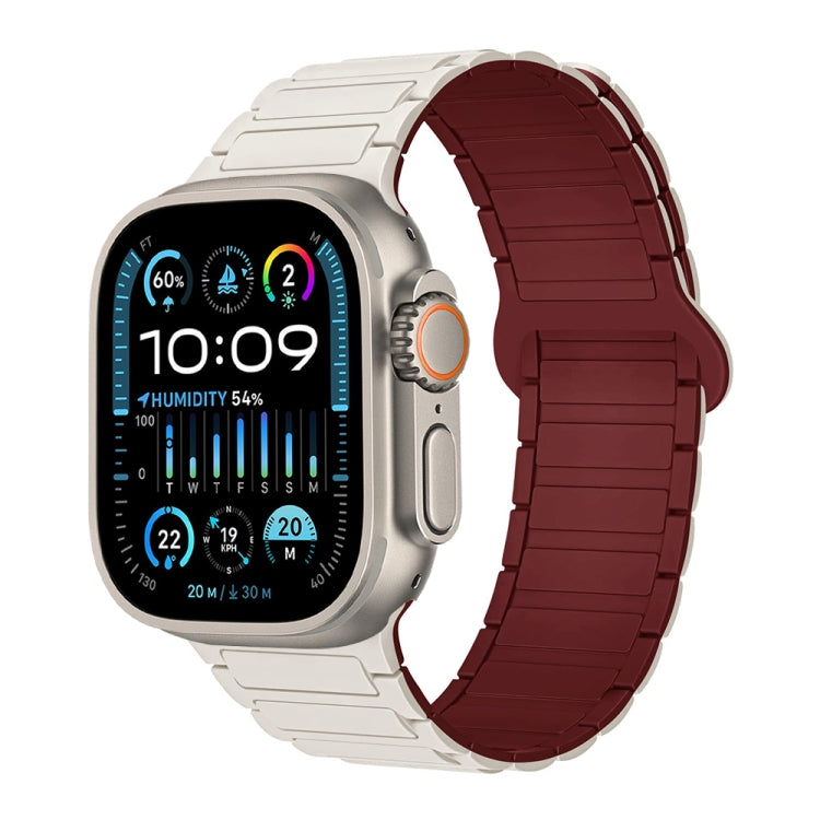 For Apple Watch Ultra 49mm I-Shaped Magnetic Silicone Watch Band(Starlight Wine Red) - Watch Bands by PMC TechLife | Online Shopping South Africa | PMC TechLife