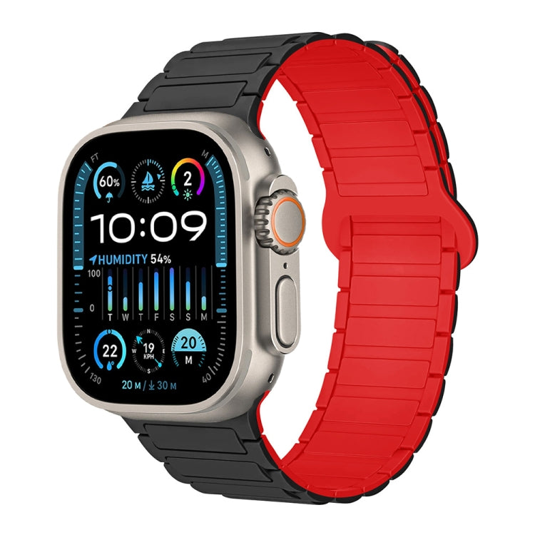 For Apple Watch Ultra 49mm I-Shaped Magnetic Silicone Watch Band(Black Red) - Watch Bands by PMC TechLife | Online Shopping South Africa | PMC TechLife