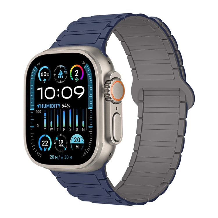 For Apple Watch Ultra 49mm I-Shaped Magnetic Silicone Watch Band(Indigo Gray) - Watch Bands by PMC TechLife | Online Shopping South Africa | PMC TechLife