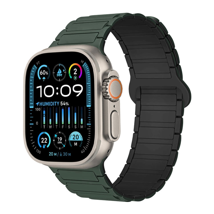 For Apple Watch Ultra 49mm I-Shaped Magnetic Silicone Watch Band(Dark Teal Black) - Watch Bands by PMC TechLife | Online Shopping South Africa | PMC TechLife
