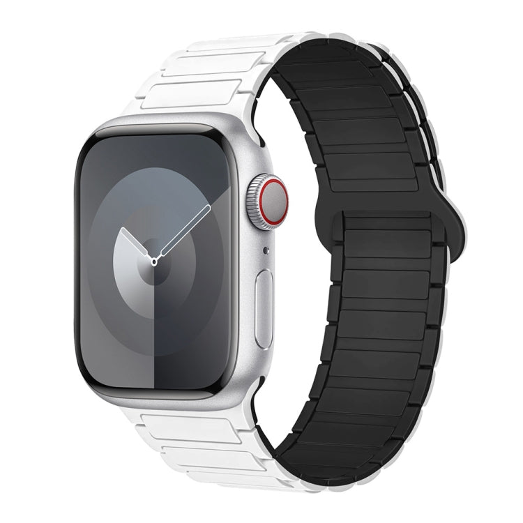 For Apple Watch SE 44mm I-Shaped Magnetic Silicone Watch Band(White Black) - Watch Bands by PMC TechLife | Online Shopping South Africa | PMC TechLife