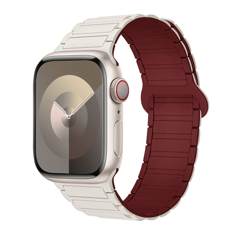 For Apple Watch Series 4 44mm I-Shaped Magnetic Silicone Watch Band(Starlight Wine Red) - Watch Bands by PMC TechLife | Online Shopping South Africa | PMC TechLife