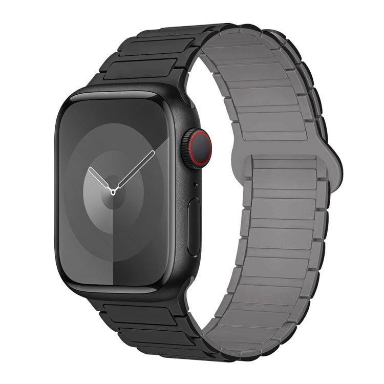 For Apple Watch Series 4 40mm I-Shaped Magnetic Silicone Watch Band(Black Gray) - Watch Bands by PMC TechLife | Online Shopping South Africa | PMC TechLife