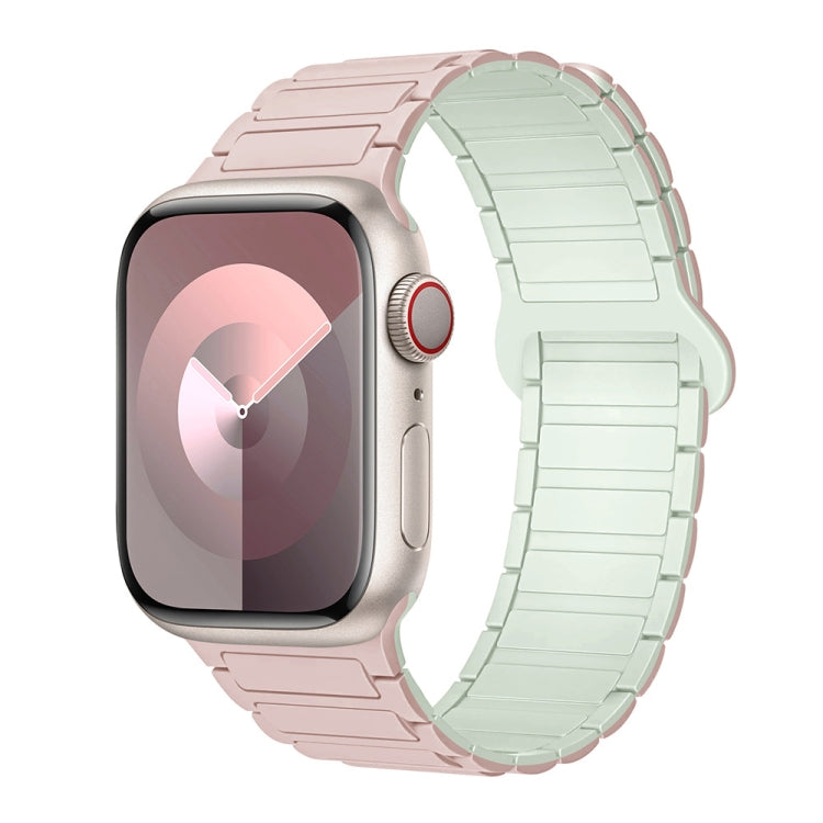 For Apple Watch Series 3 42mm I-Shaped Magnetic Silicone Watch Band(Pink Mint) - Watch Bands by PMC TechLife | Online Shopping South Africa | PMC TechLife