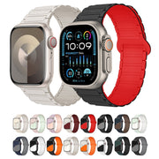 For Apple Watch Series 8 45mm I-Shaped Magnetic Silicone Watch Band(Black Orange)