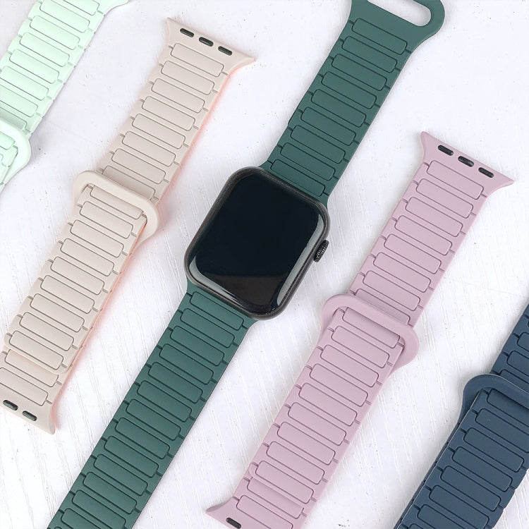 For Apple Watch SE 40mm I-Shaped Magnetic Silicone Watch Band(White Orange)
