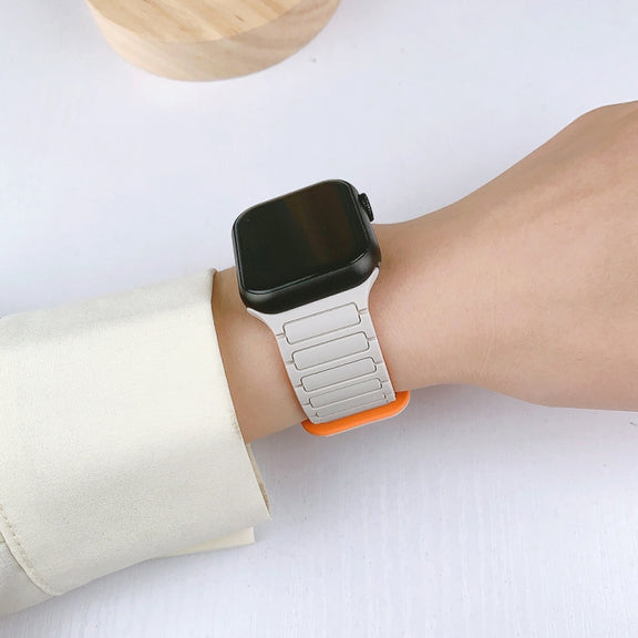 For Apple Watch Series 4 40mm I-Shaped Magnetic Silicone Watch Band(Mint White)
