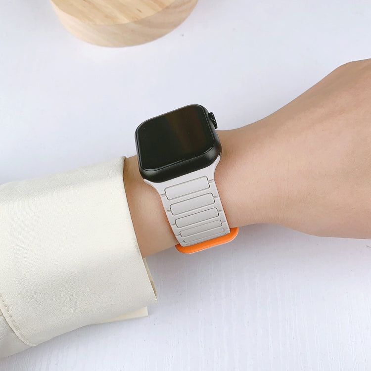 For Apple Watch Ultra 49mm I-Shaped Magnetic Silicone Watch Band(Black Red)