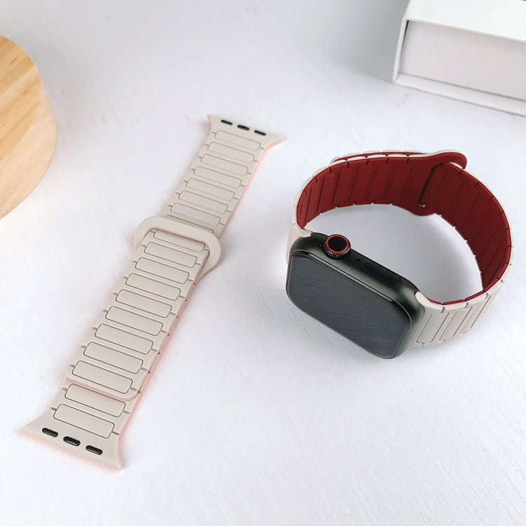 For Apple Watch Series 7 45mm I-Shaped Magnetic Silicone Watch Band(Dark Teal Black)