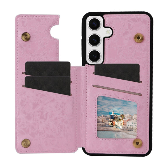 For Samsung Galaxy S25 5G Printed Double Buckle RFID Anti-theft Phone Case(Dried Flower World)