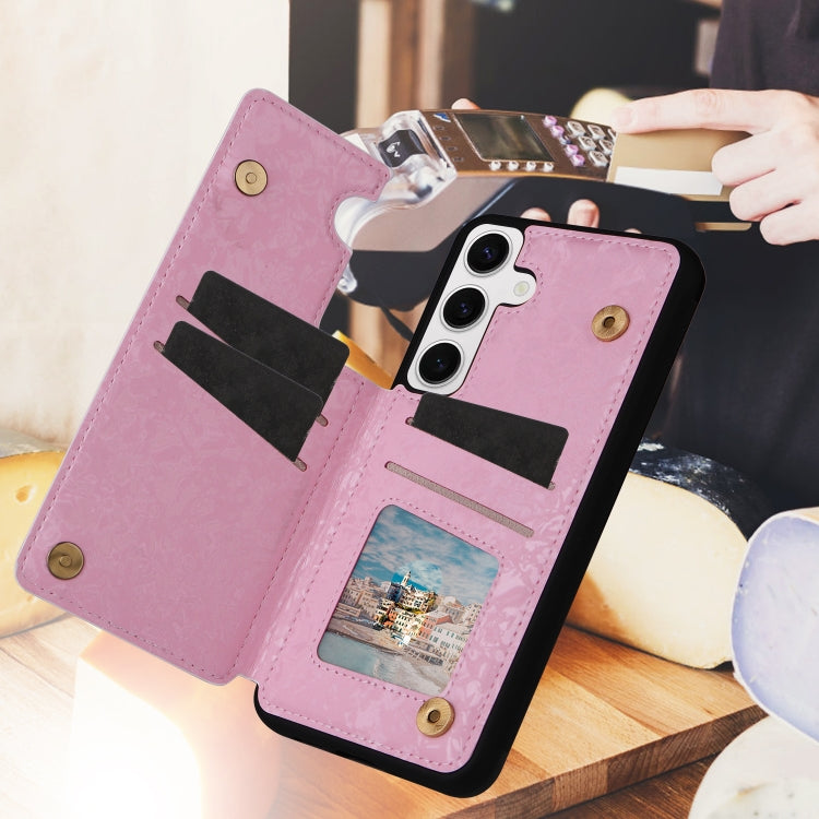 For Samsung Galaxy S25 5G Printed Double Buckle RFID Anti-theft Phone Case(Dried Flower World)