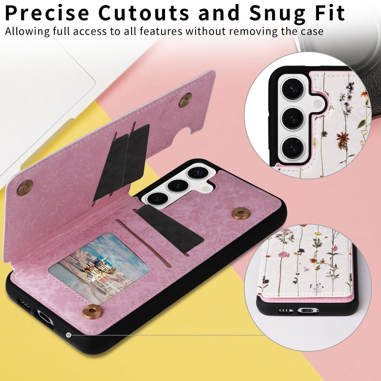 For Samsung Galaxy S25 5G Printed Double Buckle RFID Anti-theft Phone Case(Dried Flower World) - Galaxy S25 5G Cases by PMC TechLife | Online Shopping South Africa | PMC TechLife | Buy Now Pay Later Mobicred