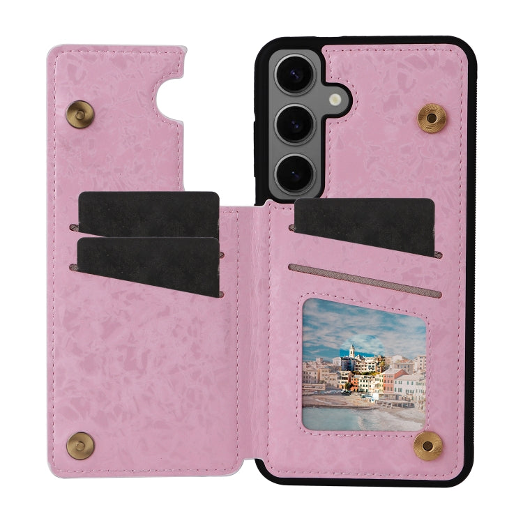For Samsung Galaxy S25+ 5G Printed Double Buckle RFID Anti-theft Phone Case(Dried Flower World)