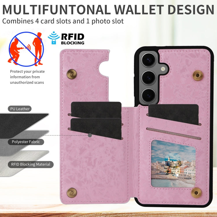 For Samsung Galaxy S25+ 5G Printed Double Buckle RFID Anti-theft Phone Case(Dried Flower World)