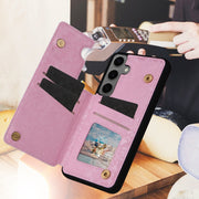 For Samsung Galaxy S25+ 5G Printed Double Buckle RFID Anti-theft Phone Case(Dried Flower World)
