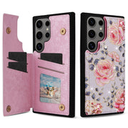 For Samsung Galaxy S25 Ultra 5G Printed Double Buckle RFID Anti-theft Phone Case(Pastoral Rose)