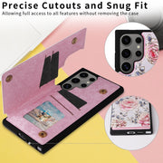 For Samsung Galaxy S25 Ultra 5G Printed Double Buckle RFID Anti-theft Phone Case(Pastoral Rose)