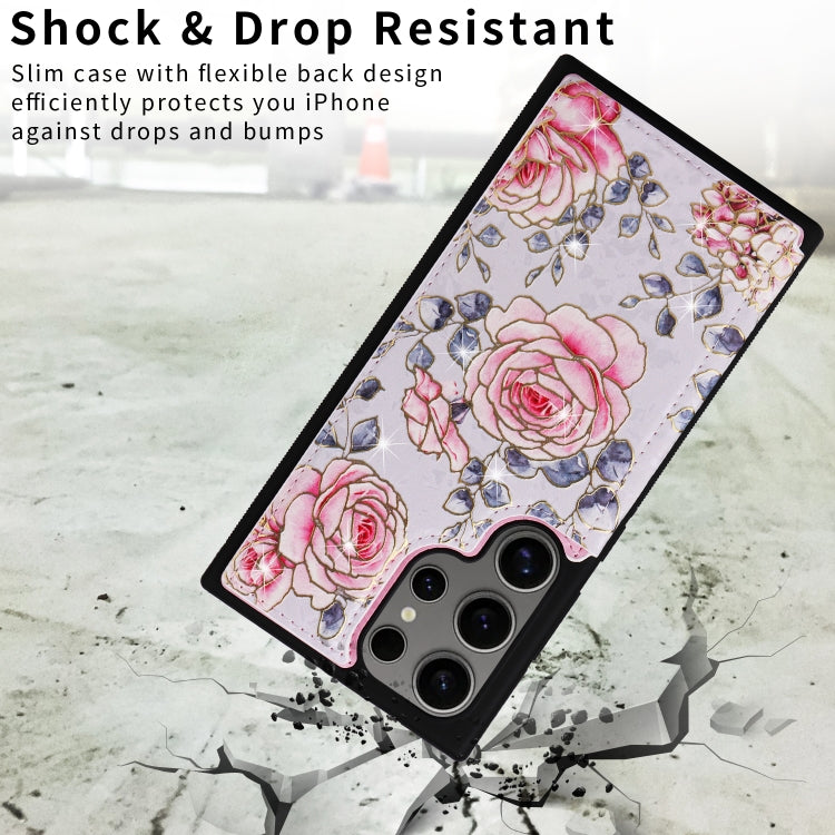 For Samsung Galaxy S25 Ultra 5G Printed Double Buckle RFID Anti-theft Phone Case(Pastoral Rose)