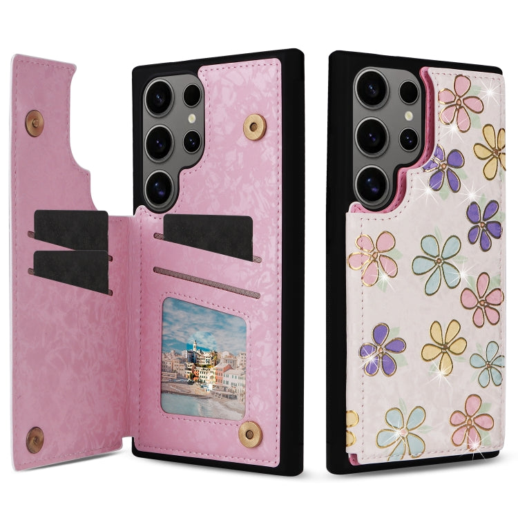 For Samsung Galaxy S25 Ultra 5G Printed Double Buckle RFID Anti-theft Phone Case(Blossoming Flowers) - Galaxy S25 Ultra 5G Cases by PMC TechLife | Online Shopping South Africa | PMC TechLife | Buy Now Pay Later Mobicred