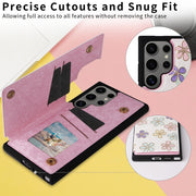 For Samsung Galaxy S25 Ultra 5G Printed Double Buckle RFID Anti-theft Phone Case(Blossoming Flowers)