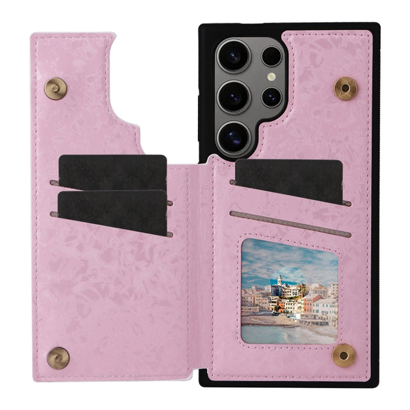 For Samsung Galaxy S25 Ultra 5G Printed Double Buckle RFID Anti-theft Phone Case(Rose)