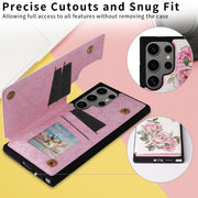 For Samsung Galaxy S25 Ultra 5G Printed Double Buckle RFID Anti-theft Phone Case(Rose)