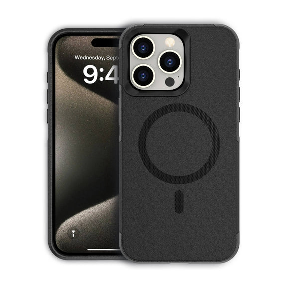 For iPhone 15 Pro Max RedPepper Armor Magsafe PC Hybrid TPU Phone Case(Black)