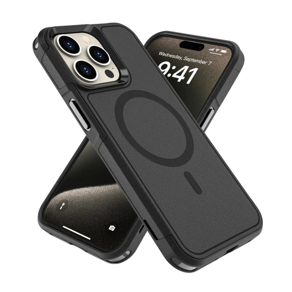 For iPhone 15 Pro RedPepper Armor Magsafe PC Hybrid TPU Phone Case(Black)