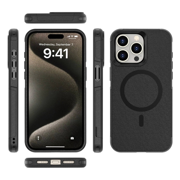 For iPhone 15 Pro RedPepper Armor Magsafe PC Hybrid TPU Phone Case(Black)