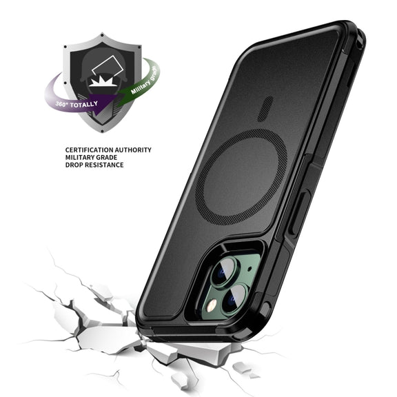 For iPhone 14 RedPepper Armor Magsafe PC Hybrid TPU Phone Case(Black)