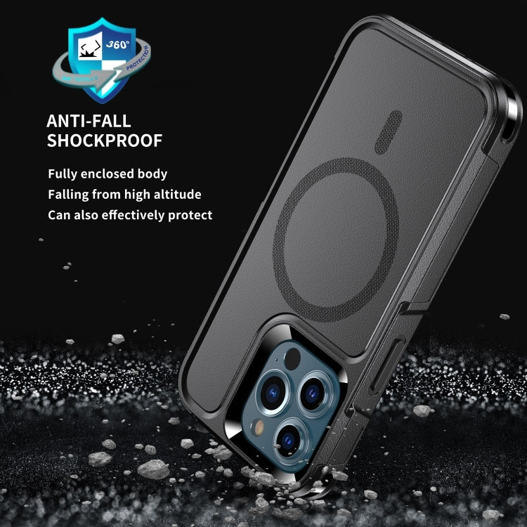 For iPhone 13 Pro Max RedPepper Armor Magsafe PC Hybrid TPU Phone Case(Black)