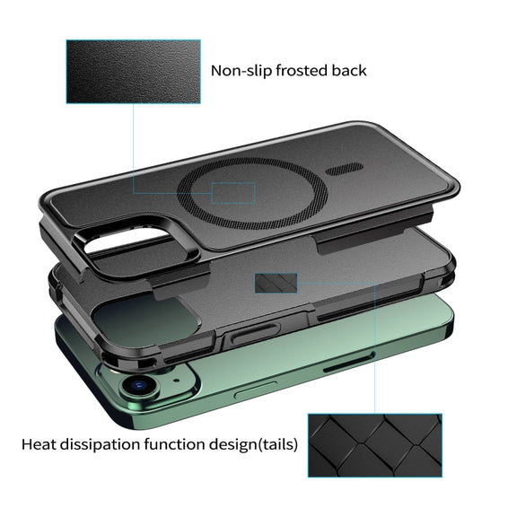 For iPhone 13 RedPepper Armor Magsafe PC Hybrid TPU Phone Case(Black)