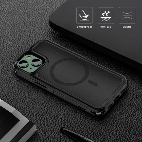 For iPhone 13 RedPepper Armor Magsafe PC Hybrid TPU Phone Case(Black)