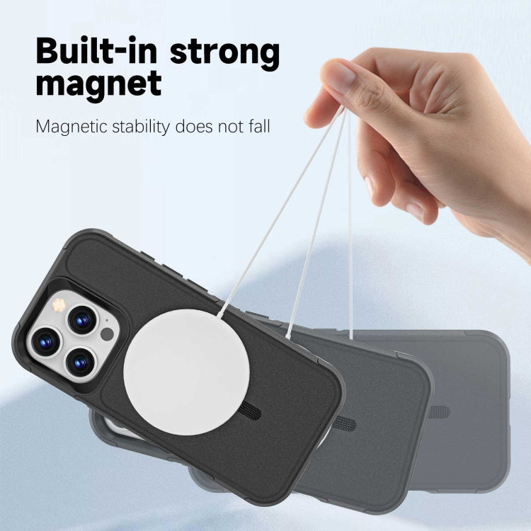 For iPhone 16 Pro RedPepper Armor Magsafe PC Hybrid TPU Phone Case(Black) - free shipping - PMC TechLife - Order now!