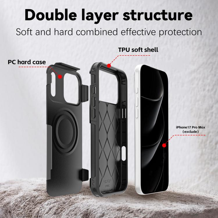 For iPhone 17 Pro Max RedPepper Armor Magsafe PC Hybrid TPU Phone Case(Black) - free shipping - PMC Jewellery - Order now!