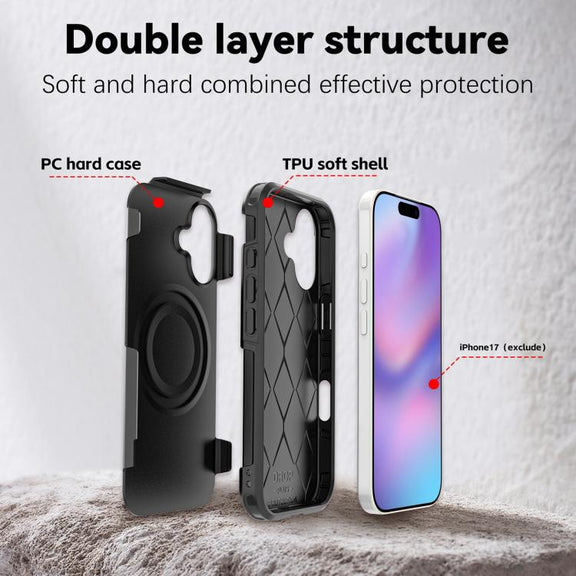For iPhone 17 RedPepper Armor Magsafe PC Hybrid TPU Phone Case(Black)