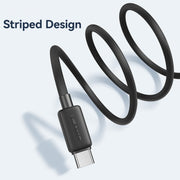 USAMS US-SJ693 USB to USB-C / Type-C 3A Striped Fast Charge Data Cable, Length:2m(White)