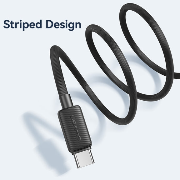 USAMS US-SJ693 USB to USB-C / Type-C 3A Striped Fast Charge Data Cable, Length:2m(White)